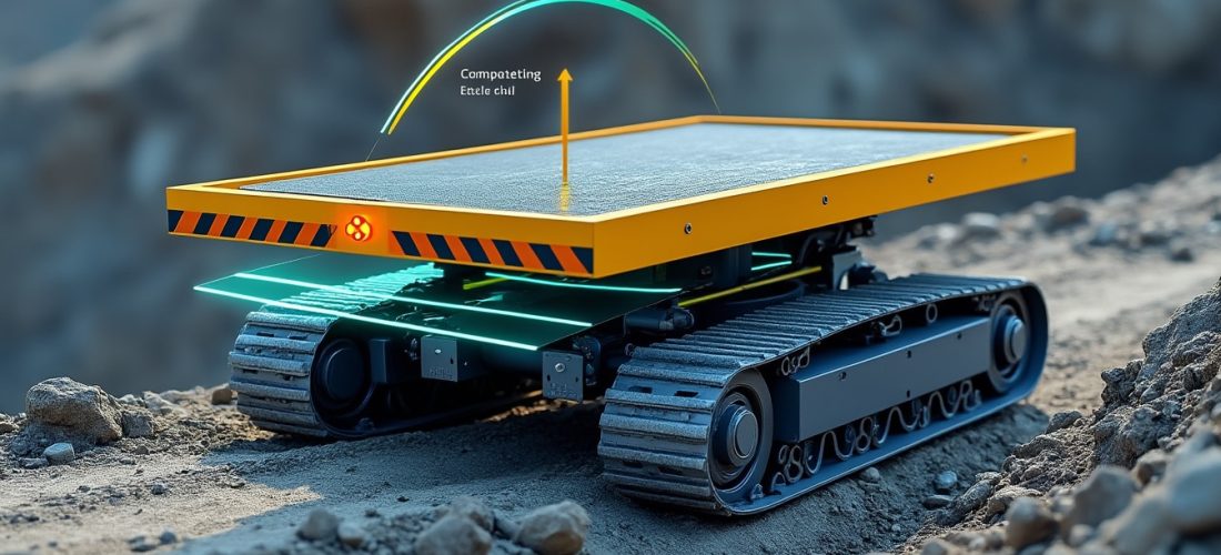 découvrez comment la mise à niveau automatique compense les irrégularités du terrain et déclenche une alarme en cas de dévers excessif.